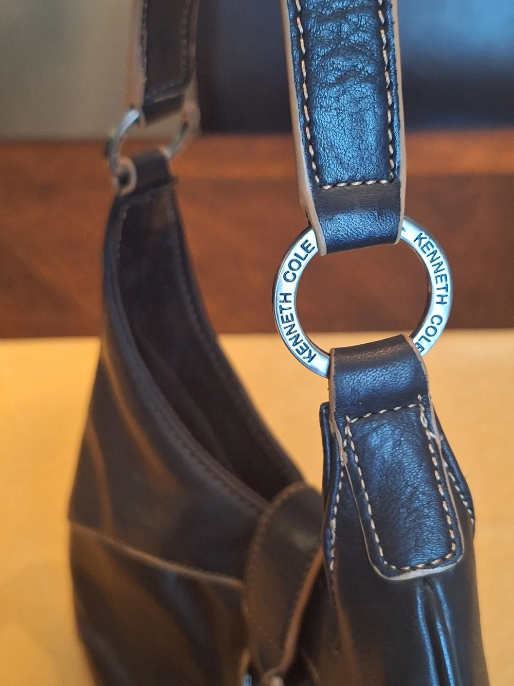 Y2K NICE!! Black Leather Hobo Bag Half Moon Shoulder Purse